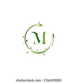 Letter M leaf initial logo template