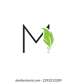 Letra M con logotipo de hoja	