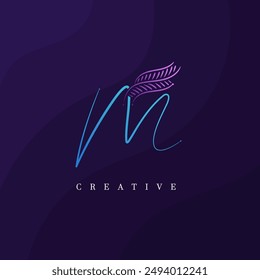 Letter M leaf logo for beauty, fashion, and cosmetics. Beautiful Floral M Botanical Logo