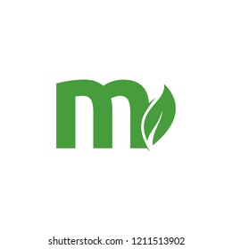 Letter M Leaf Logo Design Vector Template