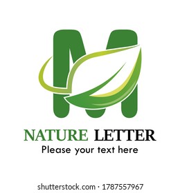 Letra m con ilustración de plantilla de diseño de logotipo de hoja. apto para la naturaleza, el eco, la web, la marca, la computadora, la empresa, la orgánica, la aplicación, el móvil, la biología, la agricultura