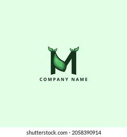 Diseño del logotipo de la hoja de letra M