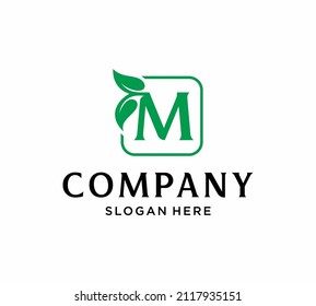 Letter M with leaf logo design