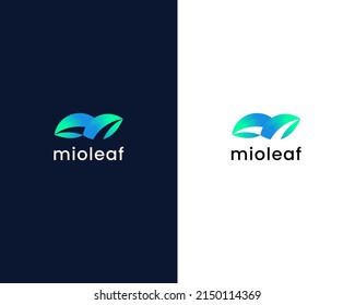 letter m with leaf logo design template