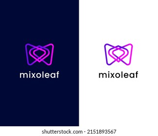 letra m con plantilla de diseño de logotipo de hoja