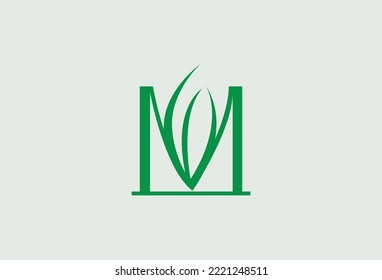 Diseño de la letra M y el logotipo de la hoja