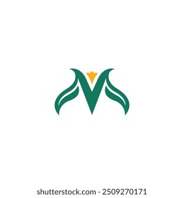 Letter M Leaf Logo Design. M Organic Icon