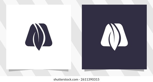 letter m with leaf logo design vector