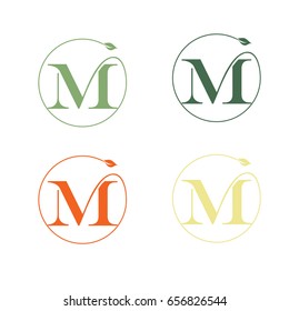 letter M and leaf logo eco