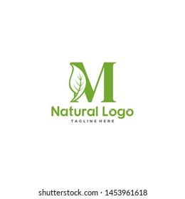 Letter M With Leaf Logo. Green leaf logo icon vector design. Landscape design, garden, Plant, nature and ecology vector. Ecology Happy life Logotype concept icon. Editable file.