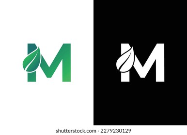 Letra M leaf logo icono de diseño vector. Símbolo, alfabeto, botánico, diseño del logo de la letra M natural.