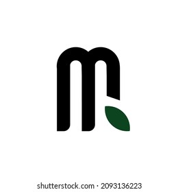 Identidad del logotipo de la letra m hoja. Logotipo orgánico inicial simple