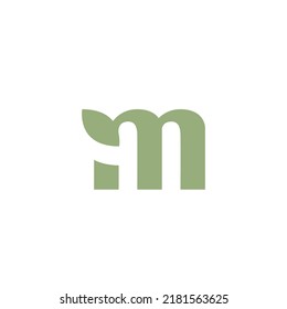 Letter m leaf logo identity. Simple leaf initial m organic logo for natural logo identity