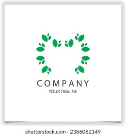 letter m leaf logo premium elegant template vector eps 10