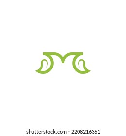 Letra M Leaf. Mínimo, sencillo, moderno para negocios verdes
