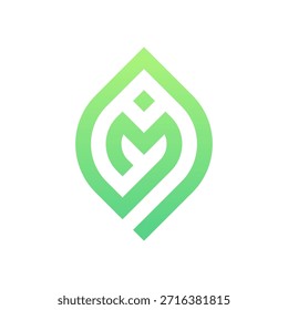 Letter M leaf modern minimalist logo