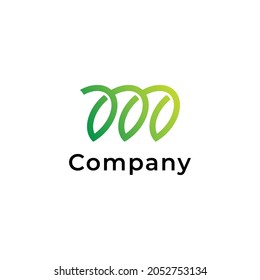 letter M and leaf in monoline style logo design