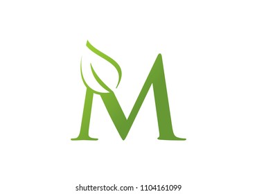 letter m leaf nature logo