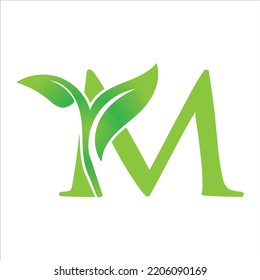logotipo de la letra m de la naturaleza de la hoja