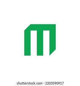 Letter m leaf, square geometric symbol simple logo vector