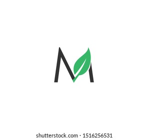 Letter M With Leave Logo Design Element , Organic Logo Design Vector