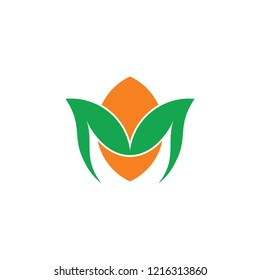 letter m lemon and vegetables concept logo vector