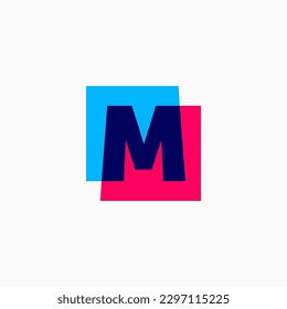 Letter M Lettermark Initial Multiply Overlapping Color Square Logo Vector Icon Illustration