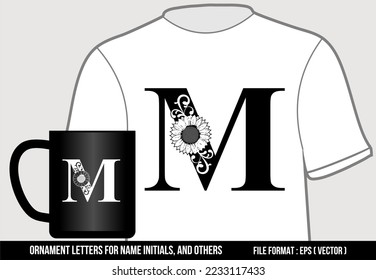 Letter M. Letters Or Ornament Numbers, For Initials On T-Shirts, Mugs, Stickers, Key Chains, And Others.
