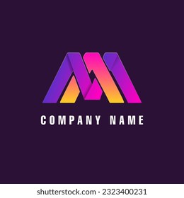 letter a and m lgradient ogo design.typhography logo
