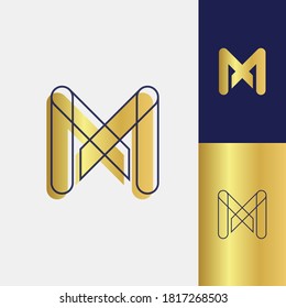 Letter M Line art vector design illustration