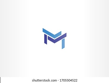 Buchstabe M mit Logo für Linienkonzepte. Blaues Design-Vorlagenelement