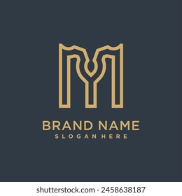 Letter M line creative minimalist logo design