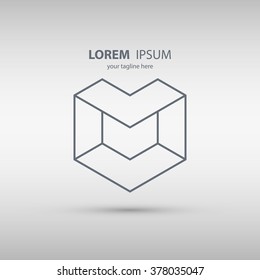 Letter M line design logo icon. Vector illustration.