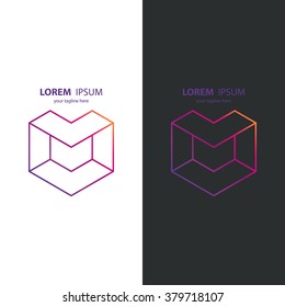 Letter M line design logo icon. Vector illustration.