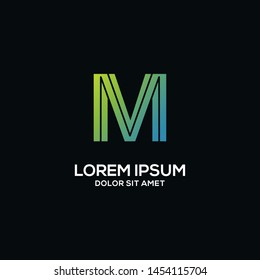 Letter M line logo design. Linear creative minimal monochrome monogram symbol. Universal elegant vector sign design. Premium business logotype. Graphic alphabet symbol for corporate business identity
