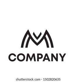 Letter M line logo design. Linear creative minimal monochrome monogram symbol