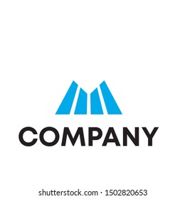 Letter M line logo design. Linear creative minimal monochrome monogram symbol