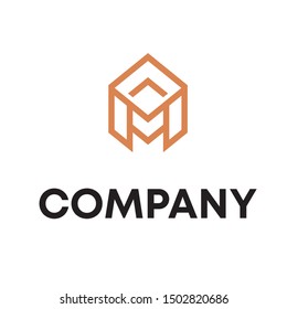 Letter M line logo design. Linear creative minimal monochrome monogram symbol