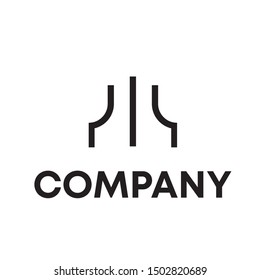 Letter M line logo design. Linear creative minimal monochrome monogram symbol