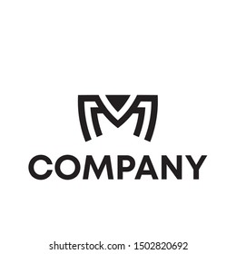 Letter M line logo design. Linear creative minimal monochrome monogram symbol