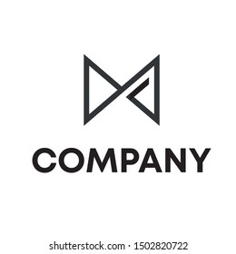 Letter M line logo design. Linear creative minimal monochrome monogram symbol