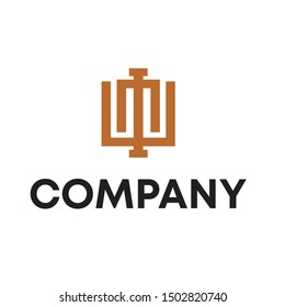 Letter M line logo design. Linear creative minimal monochrome monogram symbol