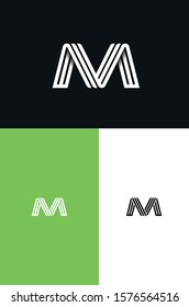 Letter M line logo design. Linear creative minimal monochrome monogram symbol.