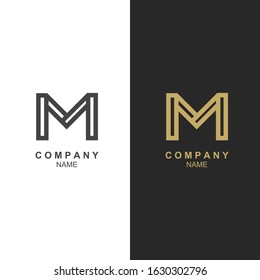 Letter M line logo design. Linear creative symbol. Premium business logotype. Universal elegant vector sign design.  Graphic alphabet symbol for corporate business identity.