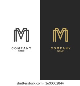 Letter M line logo design. Linear creative symbol. Premium business logotype. Universal elegant vector sign design.  Graphic alphabet symbol for corporate business identity.