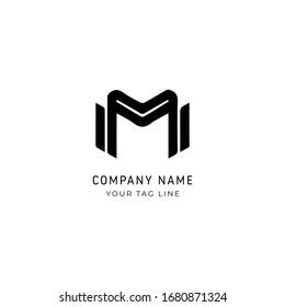 Letter M line logo design. 