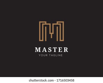 Diseño del logotipo de la línea M. Símbolo monograma monocromo creativo lineal mínimo. Diseño universal elegante de señalización vectorial. Logotipo de negocio Premium