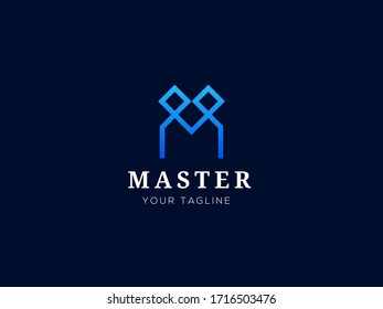 Letter M line logo design. Linear creative minimal monochrome monogram symbol. Universal elegant vector sign design. Premium business logotype