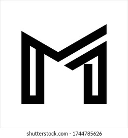 Letter M line logo design. Linear creative minimal monochrome monogram symbol logo letter M vector template