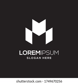 Letter M line logo design. Linear creative minimal monochrome monogram symbol. Universal elegant vector sign design. Premium business logotype. Graphic alphabet symbol for corporate business identity